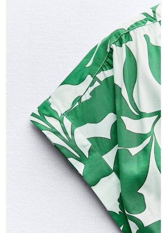 Зелена сукня жіноча printed midi dress with belt Zara