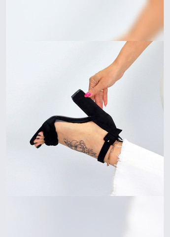 Черные черные босоножки женские на каблуке сандали летние черного цвета Viki с ремешком