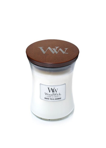 Ароматична свічка в склі Medium White Tea & Jasmine 275 г (92062E) WoodWick (335371433)