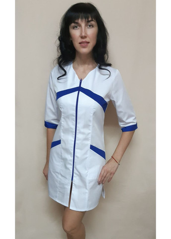 Жіночий медичний халат Корра 44 розмір бавовна на блискавці три чверті рукав No Brand (365843034)