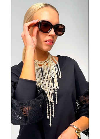 Комбинированная черная трикотажная кофта с изысканным рукавом - ua42 / eu36 Iren Klairie