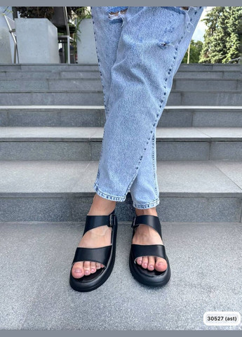 Жіночі шкіряні босоніжки натуральна шкіра чорний колір No Brand (295287992)