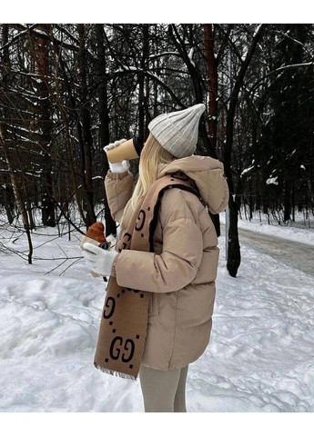 Бежевая зимняя женский пуховик с капюшоном. куртка-пиджак Україна