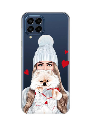 Чехол на Samsung Galaxy M33 5G Девушка с собачкой (новогодний принт 142) Creative (362969468)