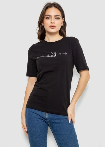 Жіноча футболка з принтом чорна розмір L (sku_241R1835) No Brand - (323041325)