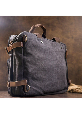 Рюкзак трансформер дорожня сумка чоловіча текстильна велика чорна 20078 Vintage (362418076)