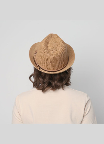 Шляпа трилби женская бумага бежевая AGATA LuckyLOOK 376-879 (289478329)