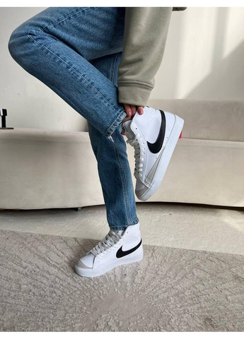 КРОССОВКИ ЖЕНСКИЕ NIKE BLAZER MID WHITE BLACK НАЙК БЛЕЙЗЕР No Brand чёрные демисезоны (368867631)