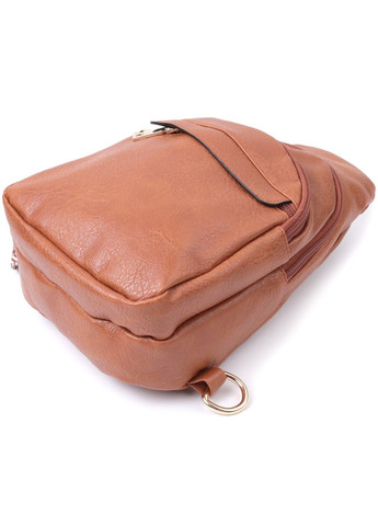 Практична жіноча сумка через плече з отвором для навушників з екошкіри 22789 Рудий Vintage (303877210)