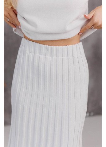 Белая кэжуал однотонная вязаная юбка плиссе миди Art Knit карандаш
