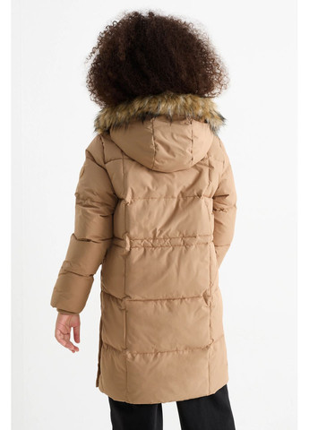 Бежева зимня стигана куртка на натуральному пуху C&A
