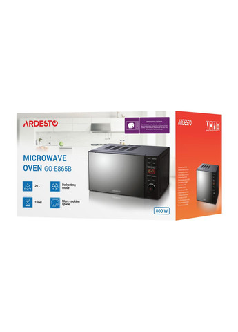 Мікрохвильова піч, 20л, електр.керув., 800Вт, дисплей, відкр.кнопкою, без поворот.стола, Ardesto (344558090)
