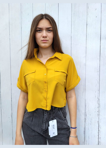 Сорочка жіноча Oversize укорочена однотонна з короткими рукавами New Look (330642257)