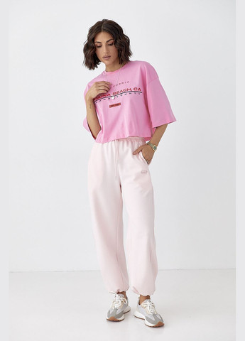 Укороченная футболка свободного кроя - голубой Lurex - (330988936)