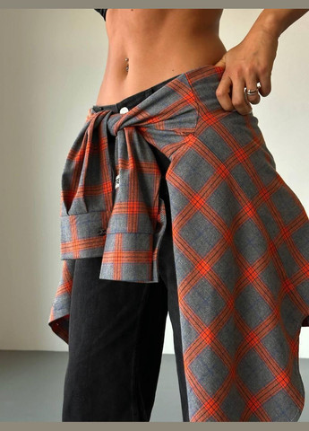 Оранжевая кэжуал рубашка в клетку JUGO с длинным рукавом