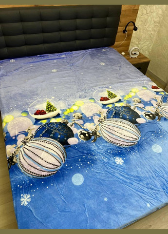 Теплый новогодний плед на диван Евро 200х220 Blue П4Кal-ng-pled-001/4 No Brand (316230930)