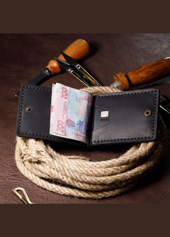 Затиск для грошей шкіряний чоловічий з відділеннями для карт, місткий гаманець на кнопці, No Brand (354721314)