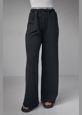 Трикотажные женские брюки с двойным поясом - черный Lurex (282957575)