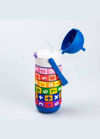 Термос дитячий інтерактивний 430 мл із цифрами Синій Happy Life (315636717)