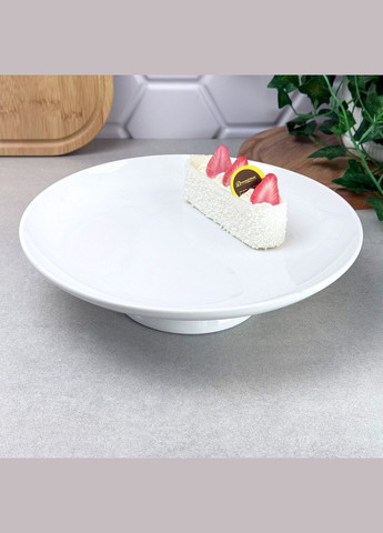 Тарелка для фарфорового торта на ножке 25.5 см, белая No Brand (337990468)