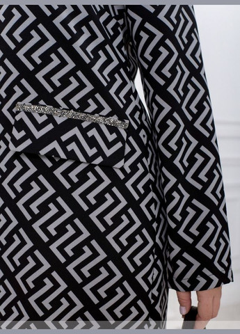 Темно-серое кэжуал платье женское демисезонное, которое станет вашей любимой sf-262 темно-серый, 54-56 Sofia с геометрическим узором