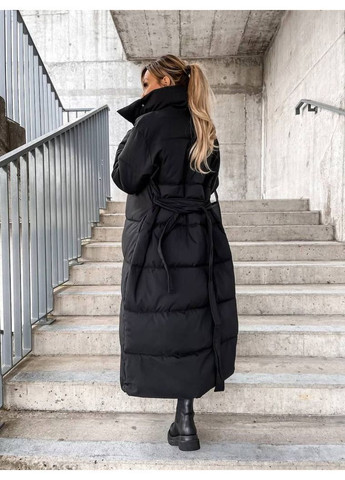 Черное демисезонное Пальто женское тёплое Style Point