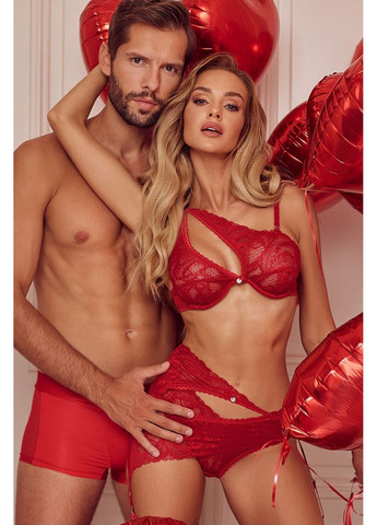 Червоний демісезонний комплект білизни мереживний atenica set Obsessive