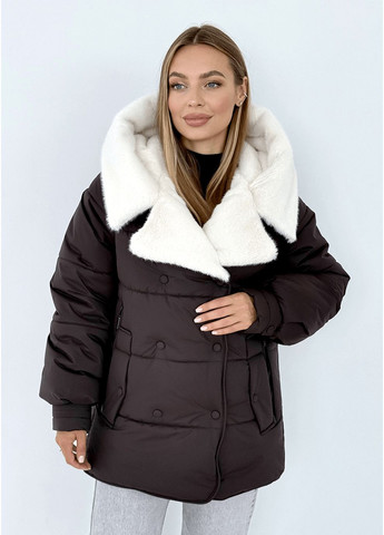 Темно-коричнева зимня зимняя куртка дора (01209-choko-brown144) MioRichi