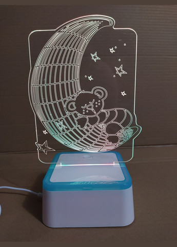 Нічник 3D світильник 3д Ведмедик на Місяці No Brand (342064458)