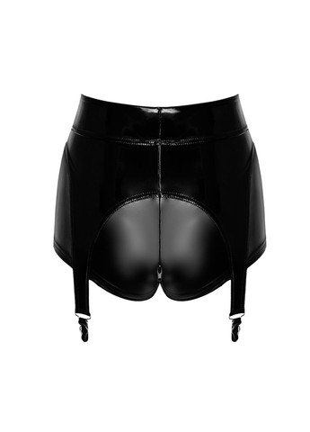 Шортики F325 Glam, 3XL, black, вініл, висока талія, кріплення для панчіх, з доступом - CherryLove Noir Handmade (340275118)