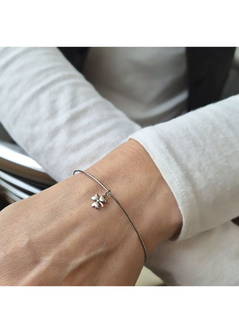 Срібний браслет без каменів з підвіскою Конюшина 18 - 20 см срібло 925 проби Родоване 75321бр 2.40г Nobrand (363969098)