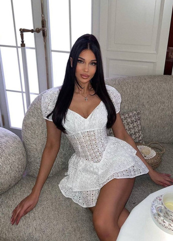 Стильный комбинезон из прошвы Tik-Tak однотонный белый повседневный прошва