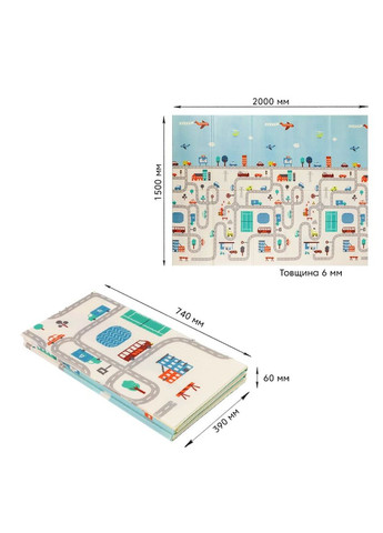 Дитячий складаний розвиваючий термокилимок 200х150х0.6см "Дорога | Ліс" (235) SW-00000155 Mat4baby (370440795)