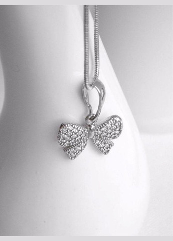 Кулон срібний тематичний бантик з білими фіанітами Каштан (342335568)