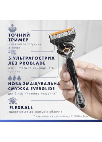 Станок для гоління чоловічий (Бритва) ProGlide CHAMPIONS LEAGUE Flexball з 2 змінними картриджами Gillette Fusion5 (366393891)