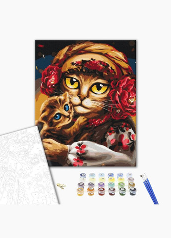Картина по номерам Семья котиков ©Марианна Пащук, картина в цифрах, Раскраска антистресс патриотическая 40х50 см Brushme (308988835)