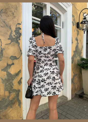 Белое деловое, повседневный, кэжуал, вечернее платье женское No Brand с цветочным принтом