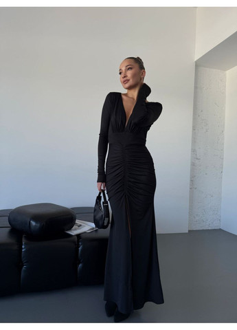 Чорна святковий, коктейльна, вечірня жіноча максі сукня силуетна Avanti однотонна