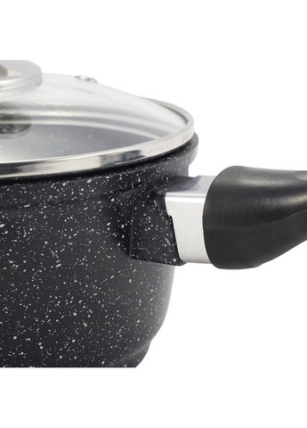 Ківш Black Marble індукційний, зі скляною кришкою Ø16х8 см Kamille (289364264)