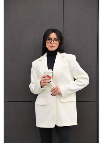 Молочное демисезонное Женский пиджак-пальто однобортное Avanti