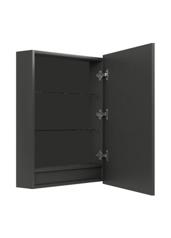 Зеркальный шкаф Alfa (70 х 55 х 9) см с LED-подсветкой и подогревом черный ХАСТ (315724851)