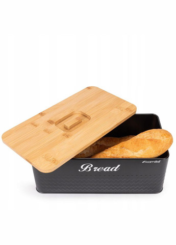 Хлібниця металева з кришкою з бамбука 33×18×12 см KM-1124 Kamille (341537469)