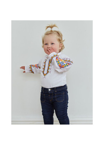 Белая вышиванка для девочки барва, р.116, белый с разноцветным () Twins 88ВДTБ-116-20