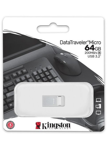 Флеш-накопитель USB3.2 64GB DataTraveler Micro (DTMC3G2/64GB) Kingston (332972592)