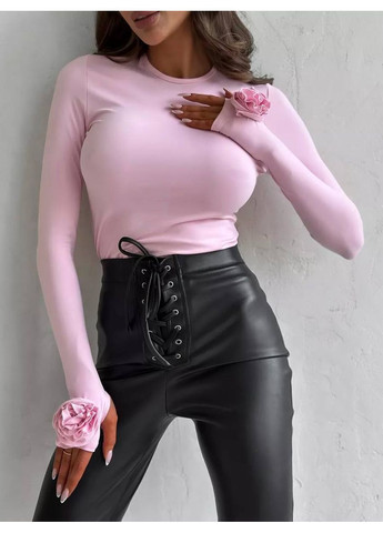 Жіночий лонгслів з трояндами на рукавах MonCher (361855065)