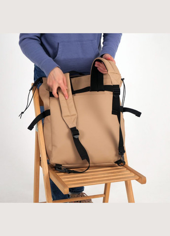 Жіночий шопер-рюкзак, крос-боді бежевий з екошкіри з кількома ремінцями ToBeYou shoperbag (284725586)