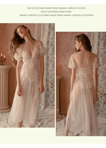 Шикарний мереживний халат. Жіночий прозорий довгий халат з гудзиками China (360863962)