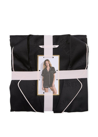 Чорна всесезон піжама satin short pajama set black Victoria's Secret