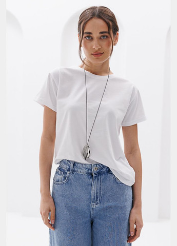 Базова жіноча футболка молочного кольору Arjen - (297574683)