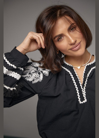 Женская блуза-вышиванка в этностиле - черный Lurex (278400659)
